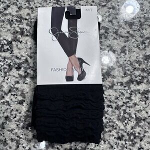 Jessica Simpson Women's Black Cavier Footless Ruffle Tights Size M/T  Style06777